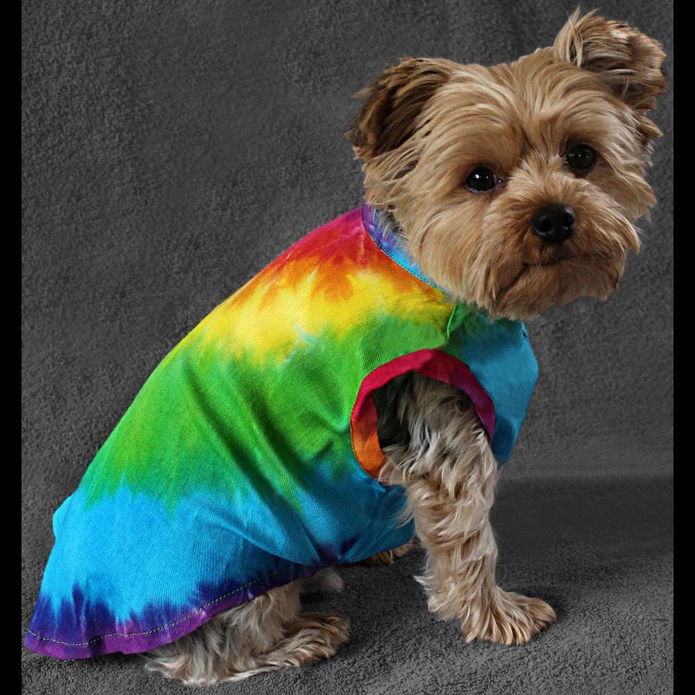 Rainbow Spiral Tie-Dye dog shirt