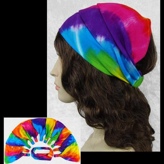 Headband - Rainbow Spiral Tie-Dye Elastic Bandana/Headbands