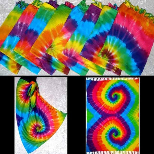 A Rainbow Spiral Tie-Dye Sarong